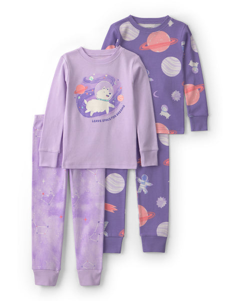 Carters Pijama Cotton Purple Space Dog 4pcs para Niño