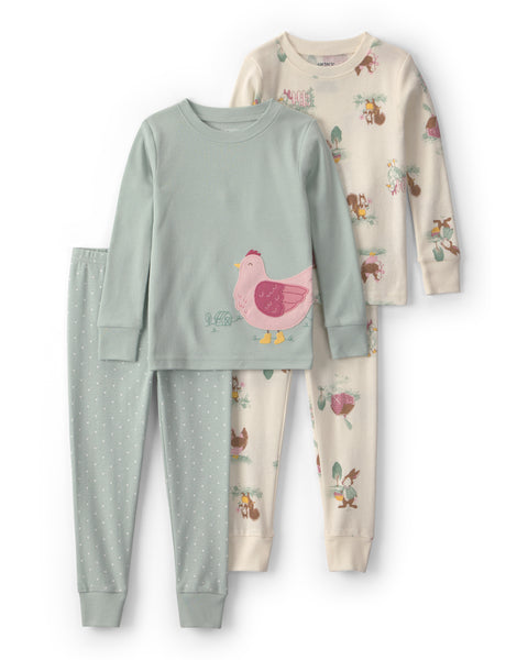 Carters Pijama Cotton Country Chicken 4pcs para Niña