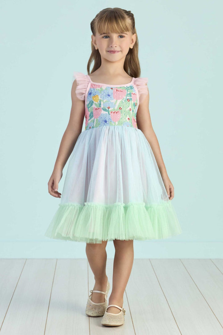 MON SUCRÉ NIÑA VESTIDO FLOWER COLORIDO