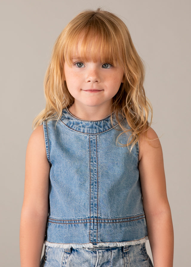 Mayoral Brassier Y Top Denim Fluido Claro para Niña