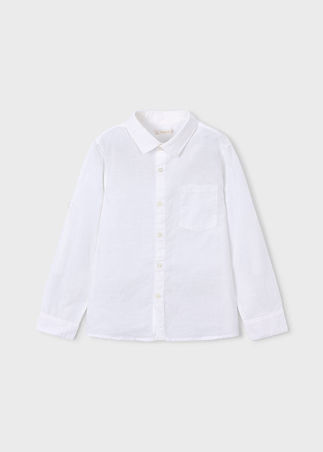 Mayoral Camisa M/l Lino Blanco para Niño