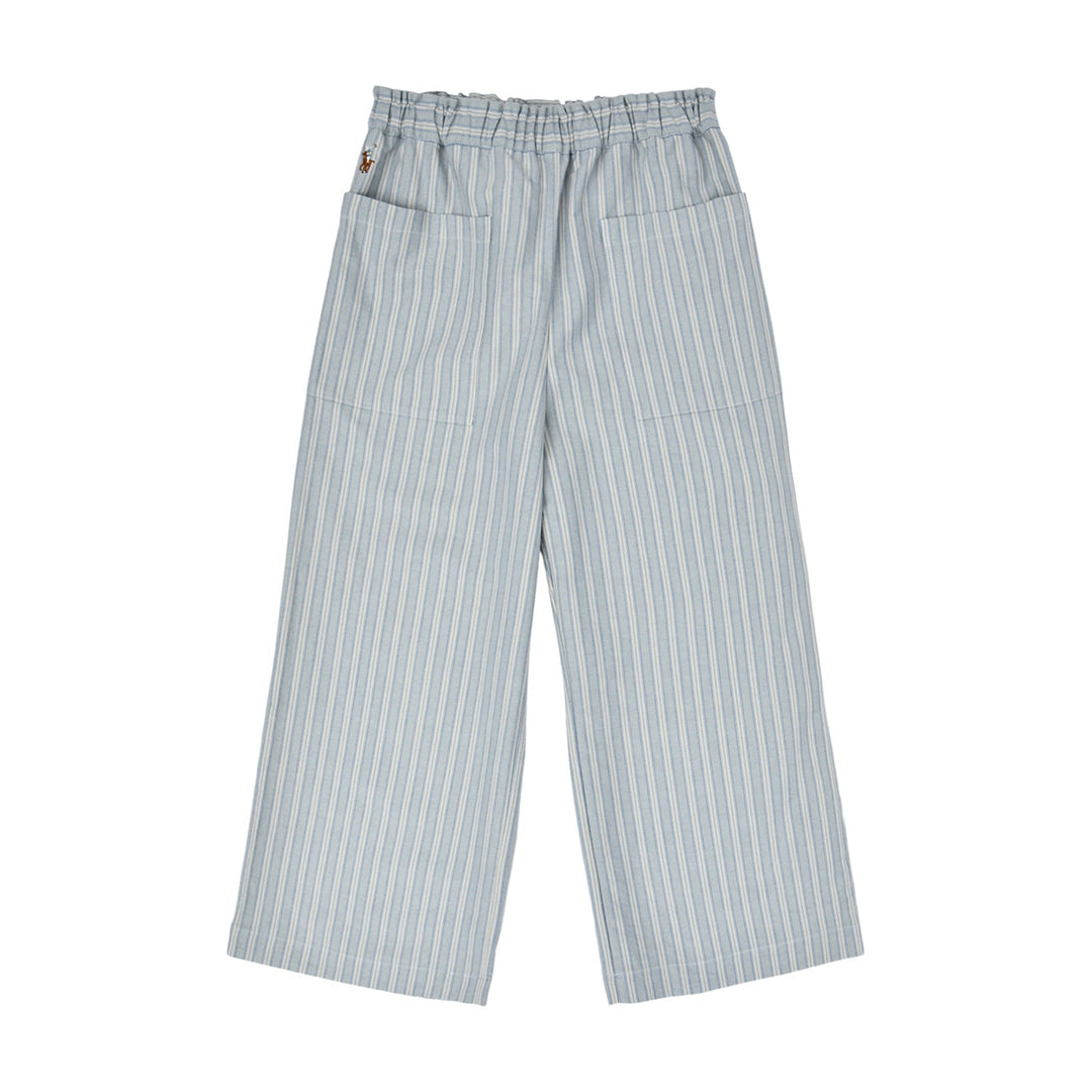 Pantalón en Tela Pierna Ancha para Niña - Light Blue/Cream Multi