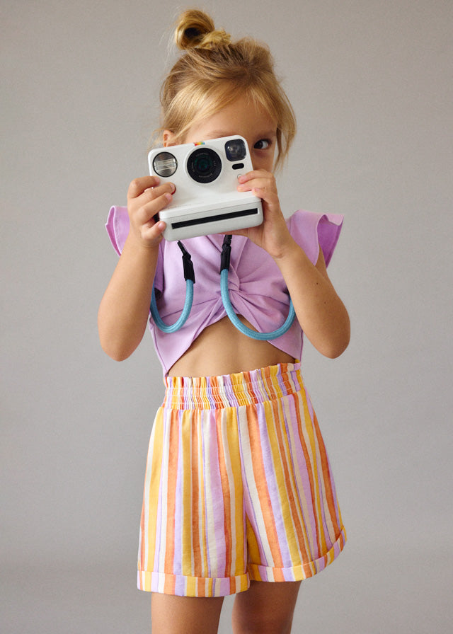 Mayoral Conjunto De Short Rayas Lilac para Niña