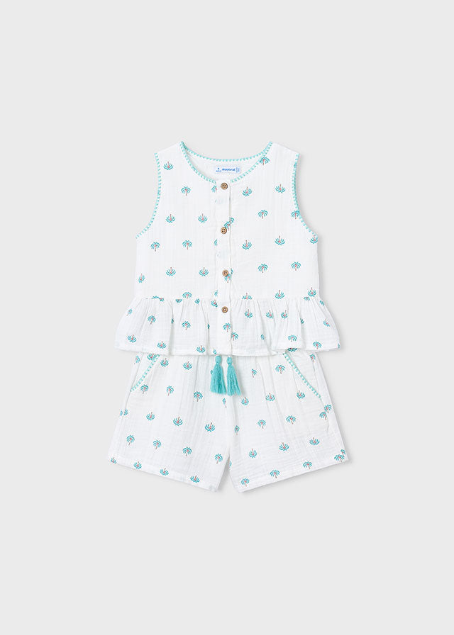 Mayoral Conjunto De Short Estampado Crudo para Niña