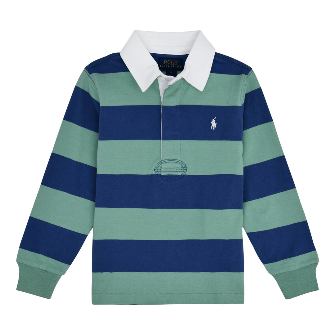 Camiseta de Punto Rugby Manga Larga para Niño - Faded Mint/Old Royal