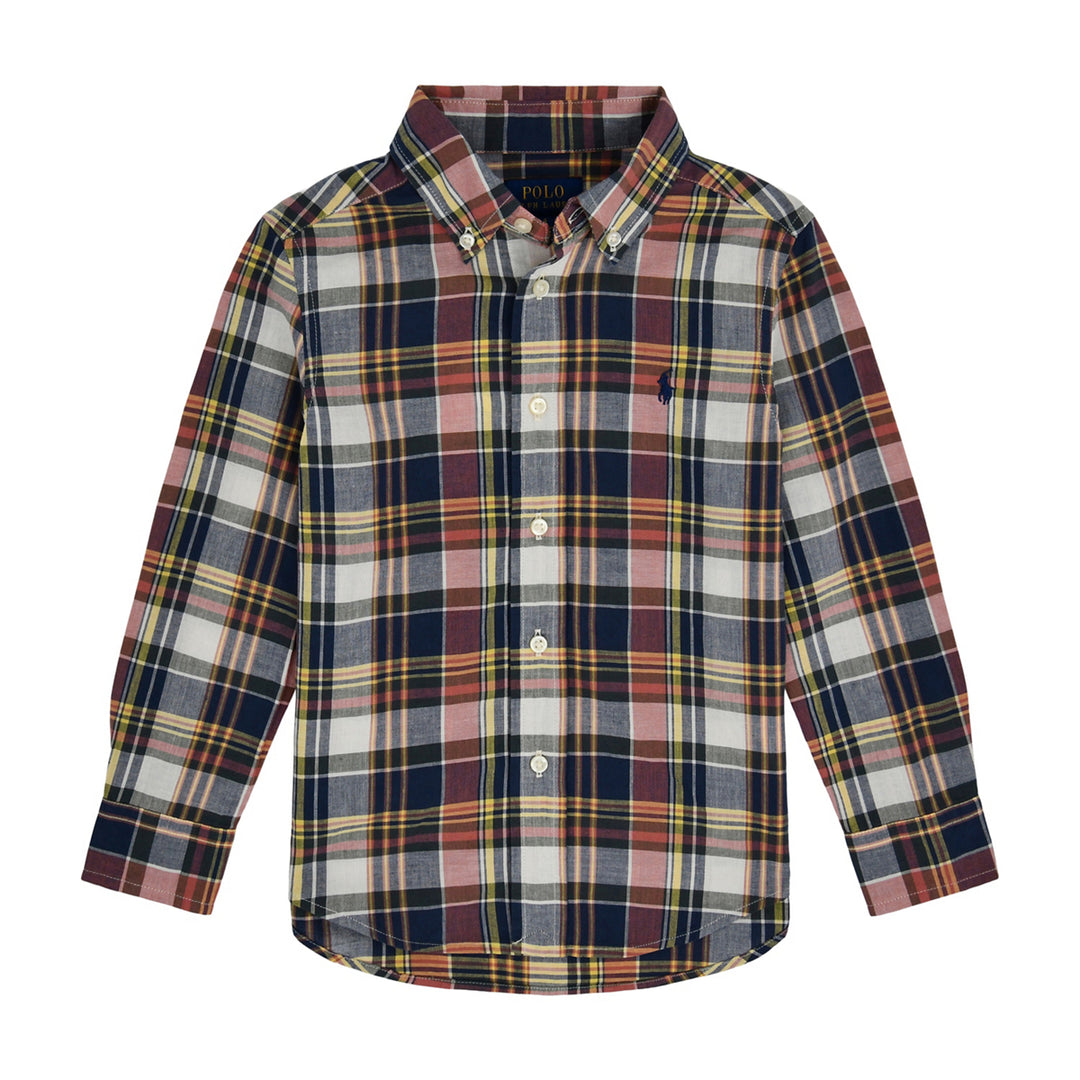 Camisa Sport en Tela para Niño - Navy/Yellow Multi