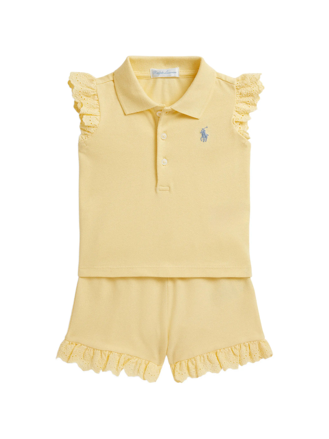 RALPH LAUREN BEBE NIÑA CONJ. DE SHORT STRETCH MESH T-BIRD YELLOW