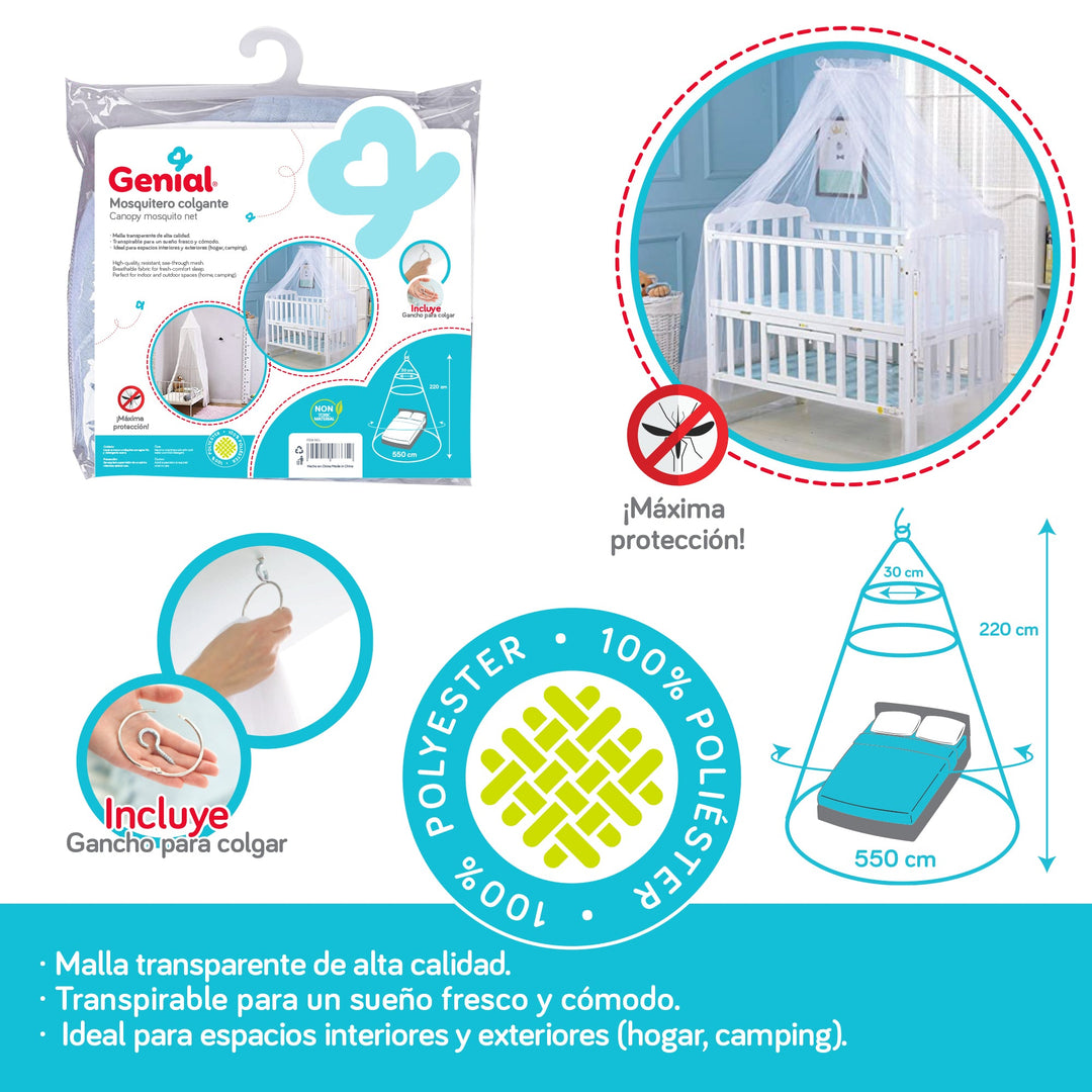 Genial Mosquitero Colgante Transpirable Multiuso 240 X 850 Cm White