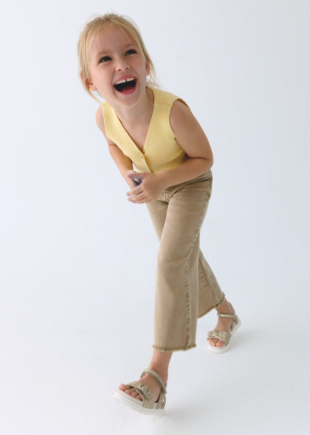 Mayoral Pantalon Sarga Wide Leg Beige para Niña