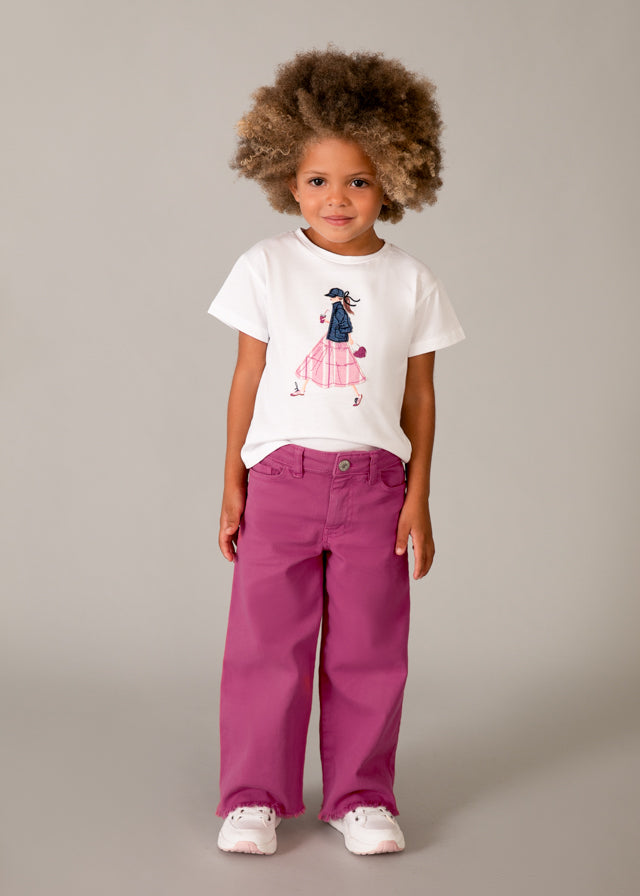 Mayoral Pantalon Sarga Wide Leg Petalo para Niña