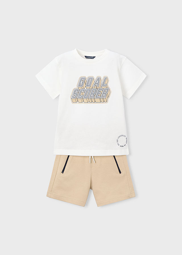 Mayoral Conjunto De Short Punto Cremalleras Nata Nuez para Niño