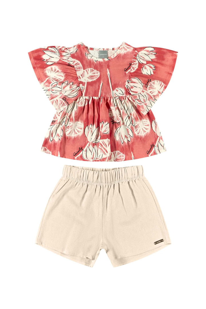 QUIMBY NIÑA CONJ DE SHORT RED