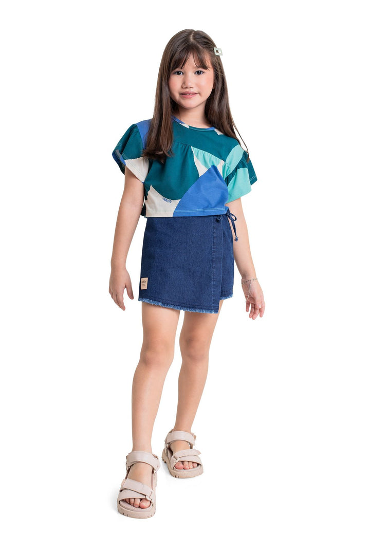 QUIMBY NIÑA CONJ DE SHORT BLUE/GREEN/LIGHT BROWN