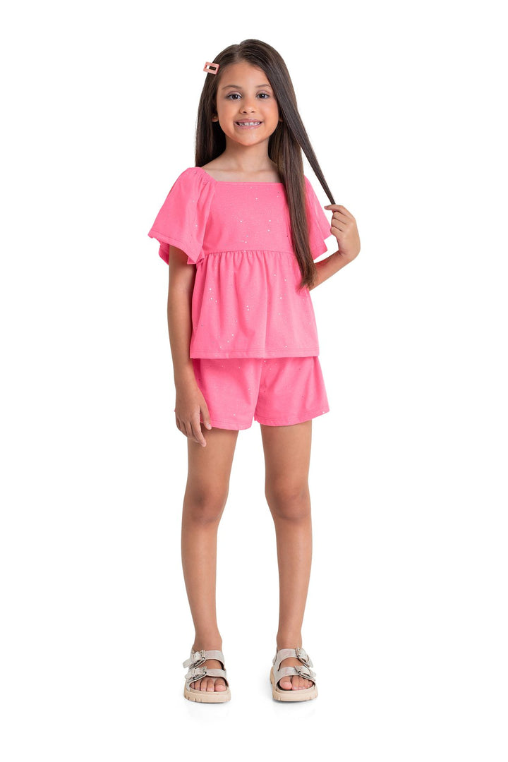 QUIMBY NIÑA CONJ DE SHORT NEON PINK
