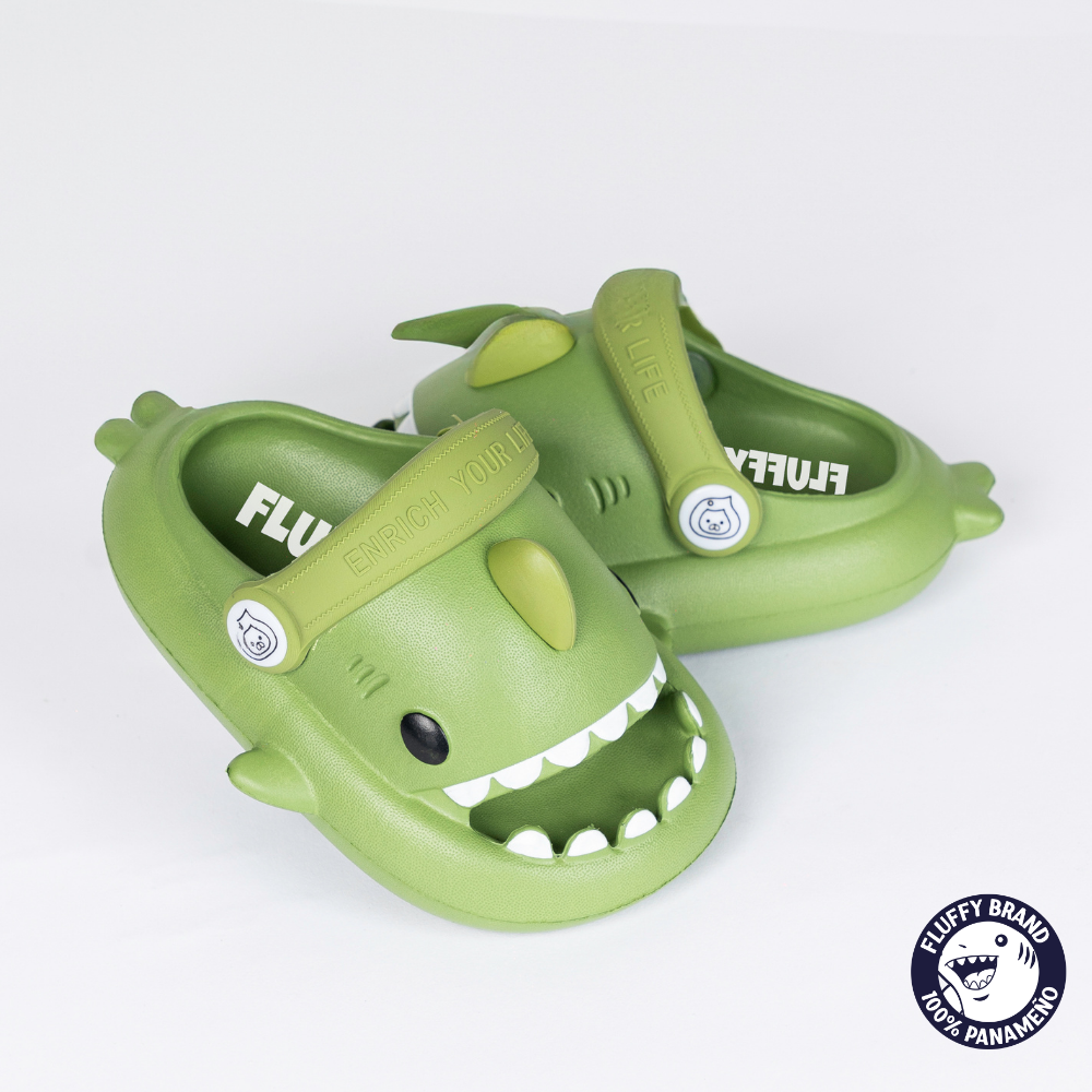 FLUFFY NIÑO CHANCLETA SHARK BABY MILITAR GREEN