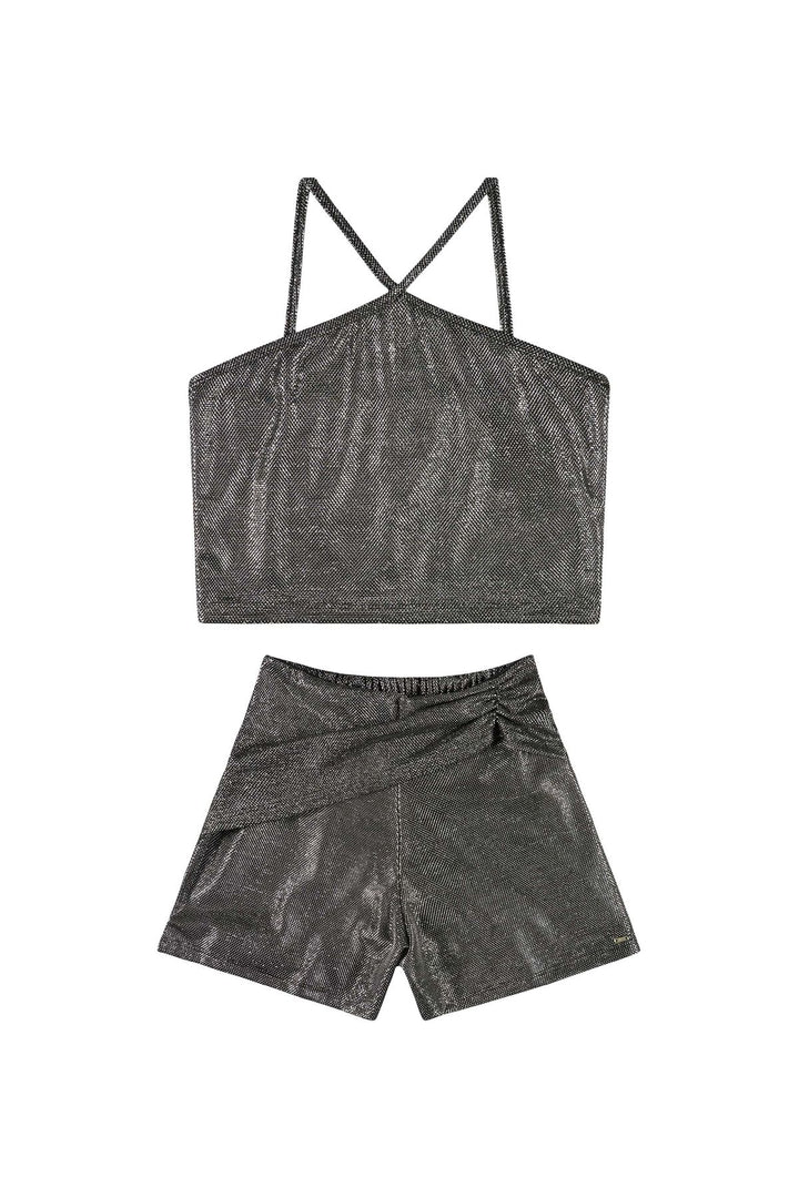 GLOSS NIÑA CONJ DE SHORT SILVER