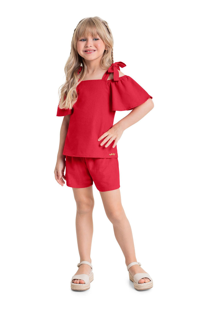 QUIMBY NIÑA CONJ DE SHORT RED