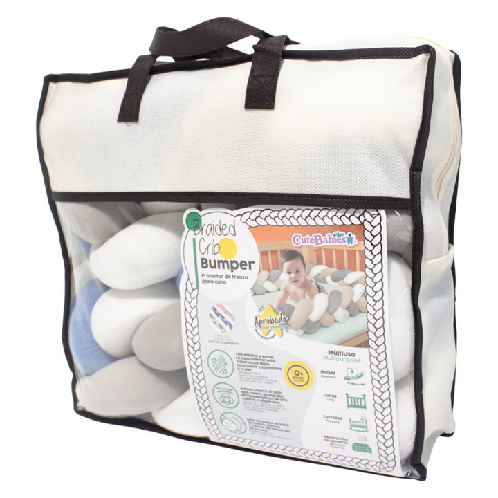 CUTEBABIES BUMPER PROTECTOR DE TRENZA PARA CUNA AZUL