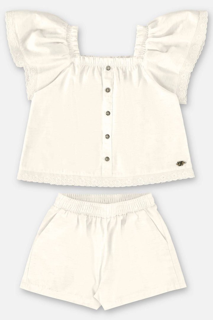 UP BABY NIÑA CONJ DE SHORT OFF WHITE