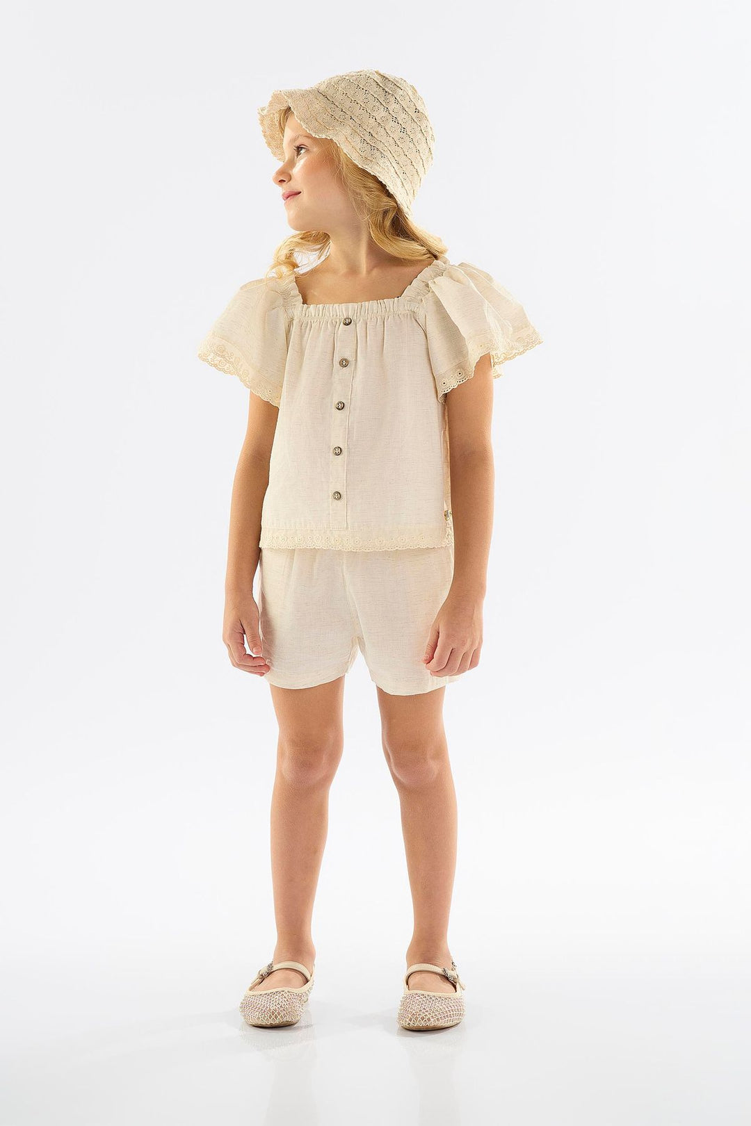 UP BABY NIÑA CONJ DE SHORT OFF WHITE