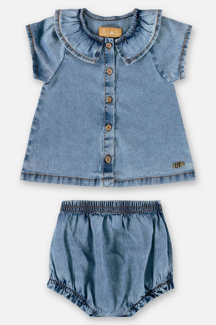 UP BABY BEBE NIÑA CONJ DE SHORT DENIM BLUE