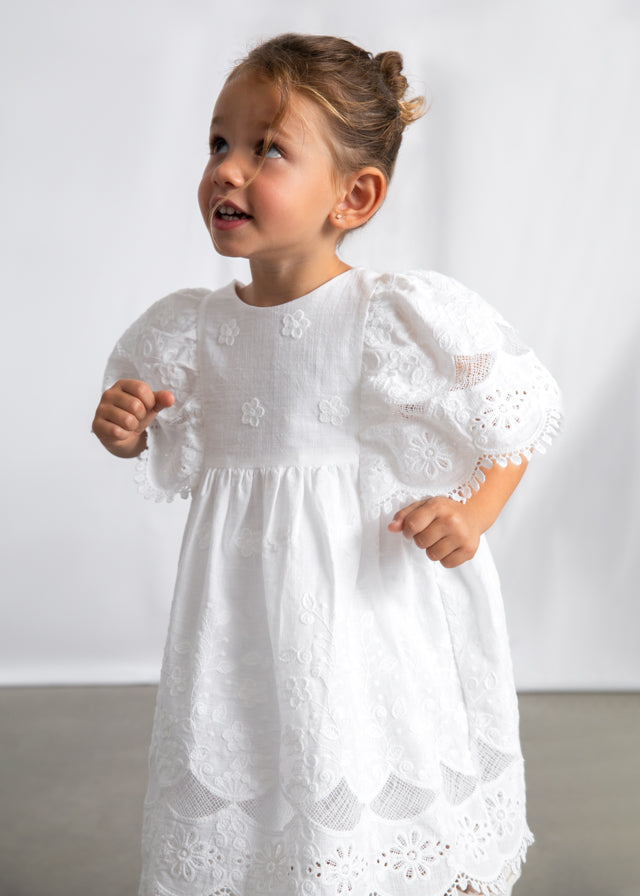 Mayoral Vestido Algodon Bordado Blanco para Niña