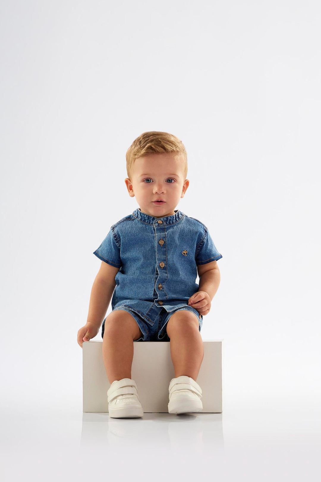 UP BABY BEBE NIÑA CONJ DE SHORT DENIM DARK BLUE