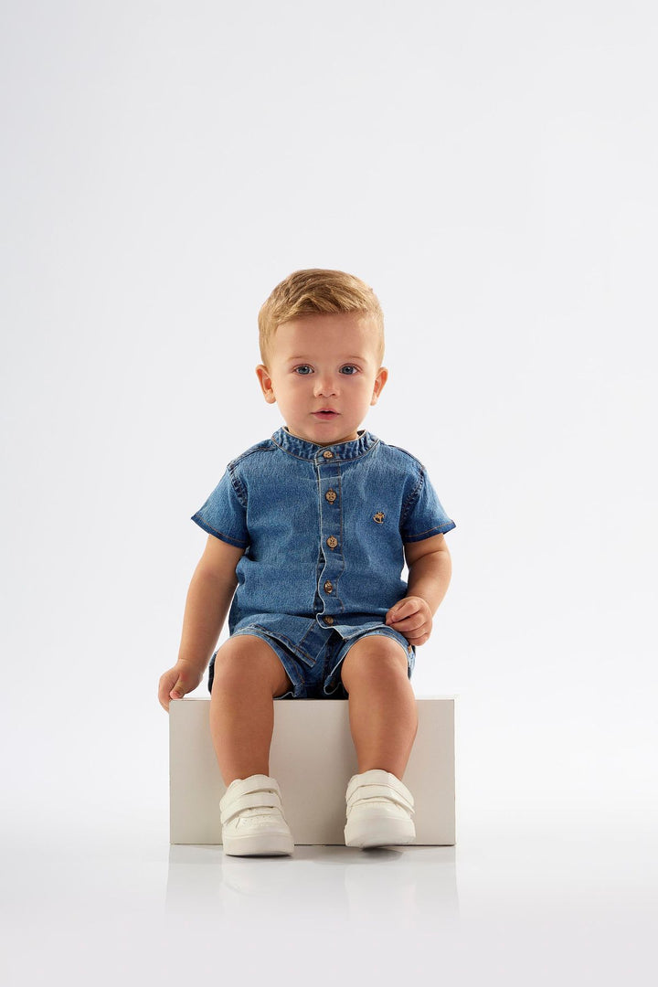 UP BABY BEBE NIÑA CONJ DE SHORT DENIM DARK BLUE