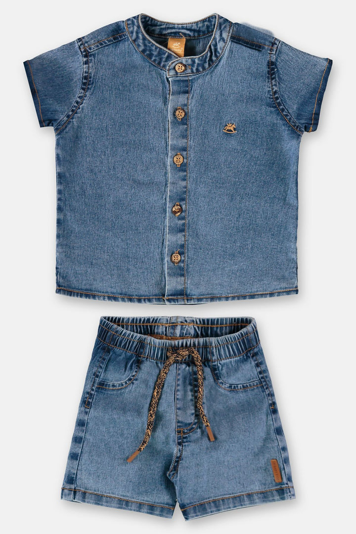 UP BABY BEBE NIÑA CONJ DE SHORT DENIM DARK BLUE