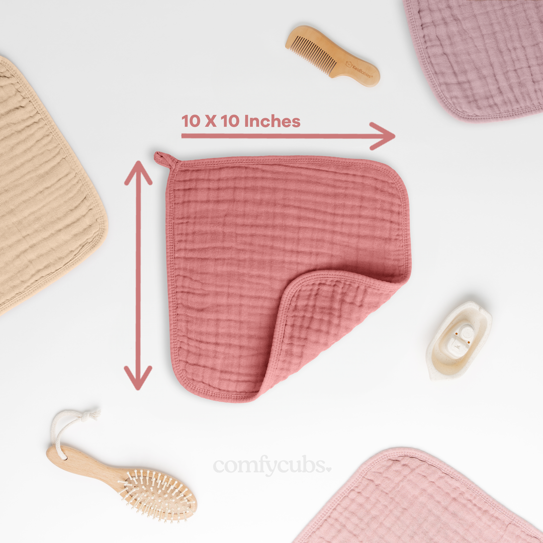 COMFY CUBS BEBE NIÑA TOALLITAS MUSLIN MULTICOLOR 10PK