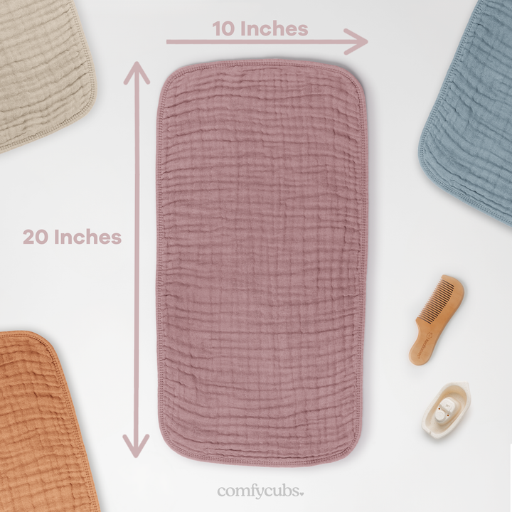 COMFY CUBS BEBE NIÑA SACAGASES MUSLIN MAUVE 6PK