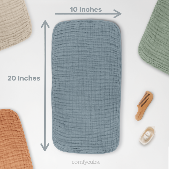 COMFY CUBS BEBE NIÑO SACAGASES MUSLIN PACIFIC BLUE 6PK