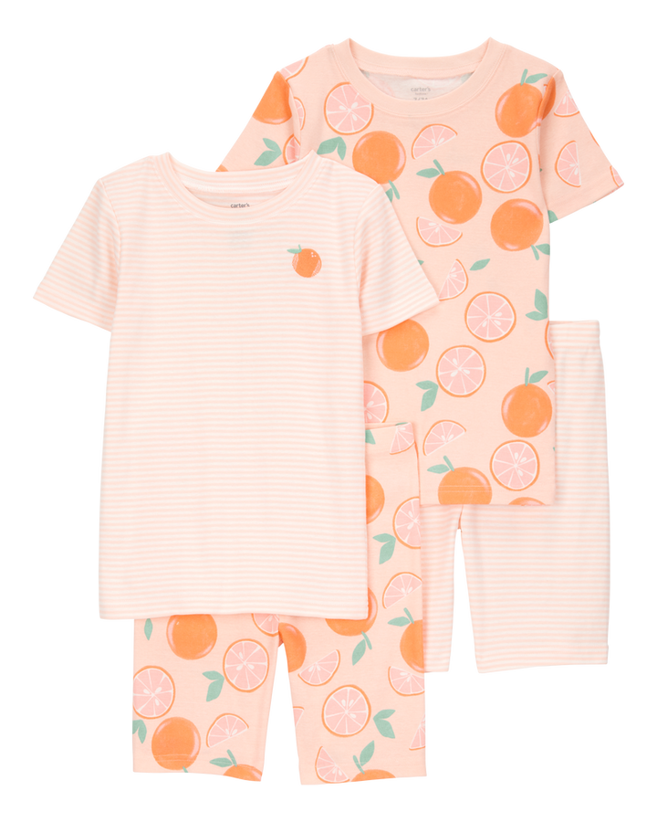 CARTERS NIÑA PIJAMA ORANGE/WHITE/ORANGE 4PK