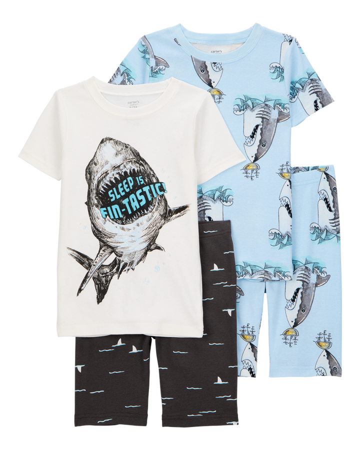CARTERS NIÑO PIJAMA WHITE/BLUE SHARK 4PK