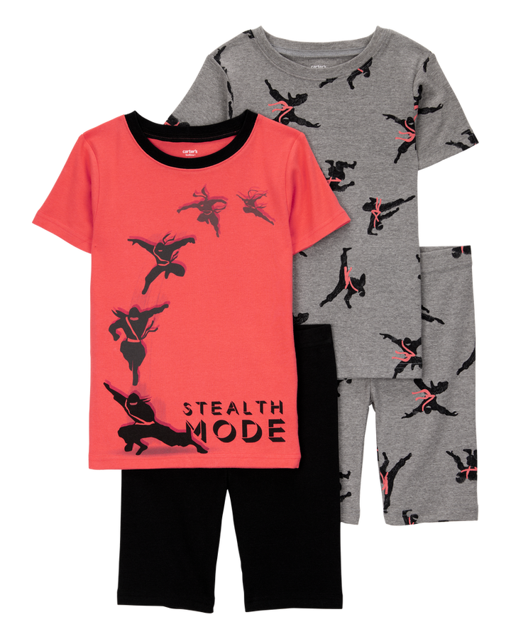 CARTERS NIÑO PIJAMA RED/GREY NINJA 4PK