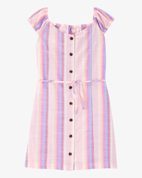 OSHKOSH NIÑA VESTIDO WOVEN BUTTON STRIPE