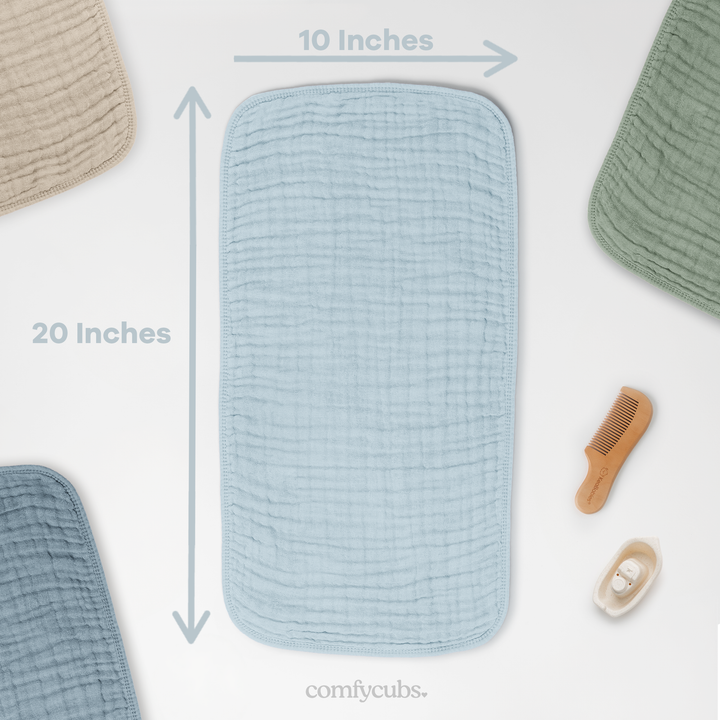 COMFY CUBS BEBE NIÑO SACAGASES MUSLIN SKY BLUE 6PK