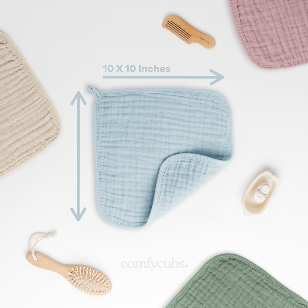 COMFY CUBS BEBE NIÑO TOALLITAS MUSLIN SKY BLUE 6PK