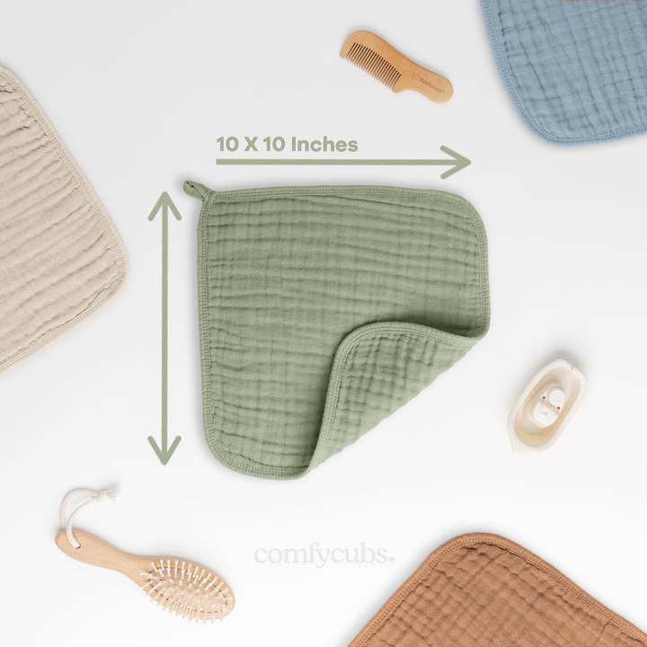 COMFY CUBS BEBE NIÑO TOALLITAS MUSLIN MULTICOLOR 10PK