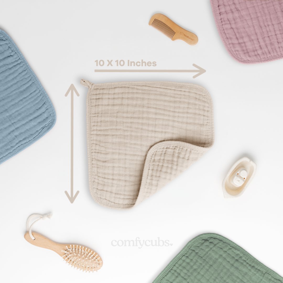 COMFY CUBS BEBE NIÑO TOALLITAS MUSLIN SAND 6PK