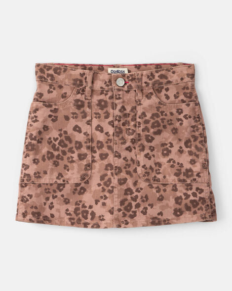 OSHKOSH NIÑA FALDA DENIM LEOPARD PRINT BROWN