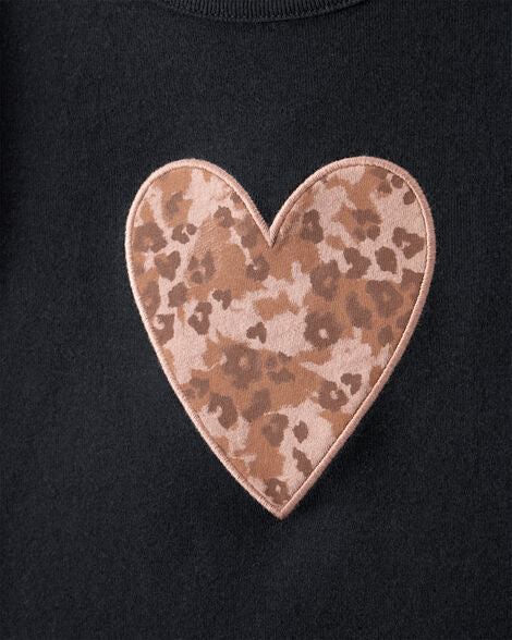 OSHKOSH NIÑA TSHIRT GRAPHIC BLACK LEOPARD HEART