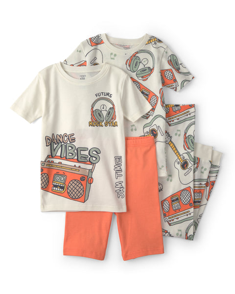 Carters Pijama Cotton Print 4pcs para Niño