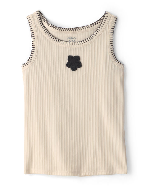 Carters Tshirt Whip Stitch Tank White para Niña