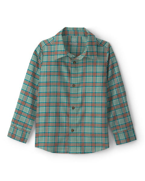 Carters Camisa M/l Woven Plaid Multi Green para Niño