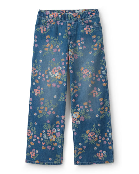 OSHKOSH NIÑA JEAN WIDE LEG DENIM FLORAL PRINT