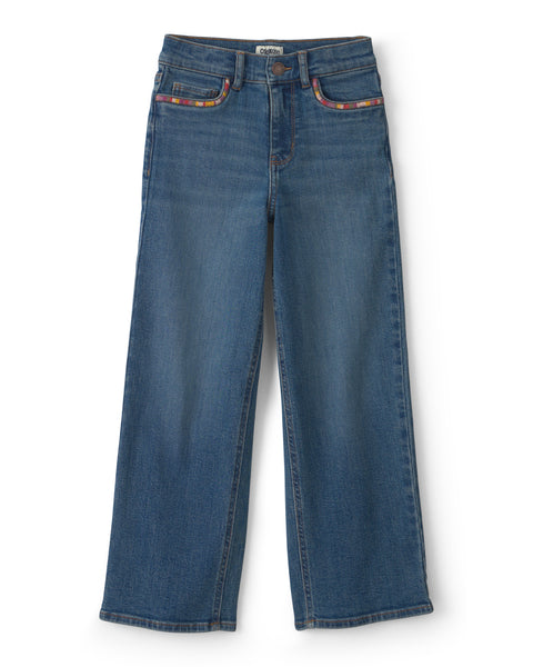 OSHKOSH NIÑA JEAN WIDE LEG MED WASH POCKET STITCH
