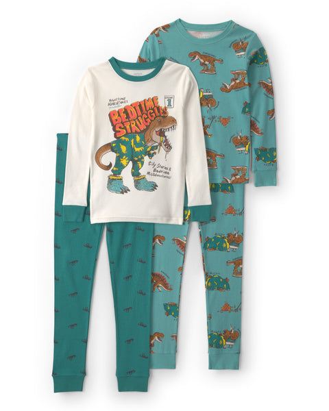 Carters Pijama Cotton Green Dino 4pcs para Niño