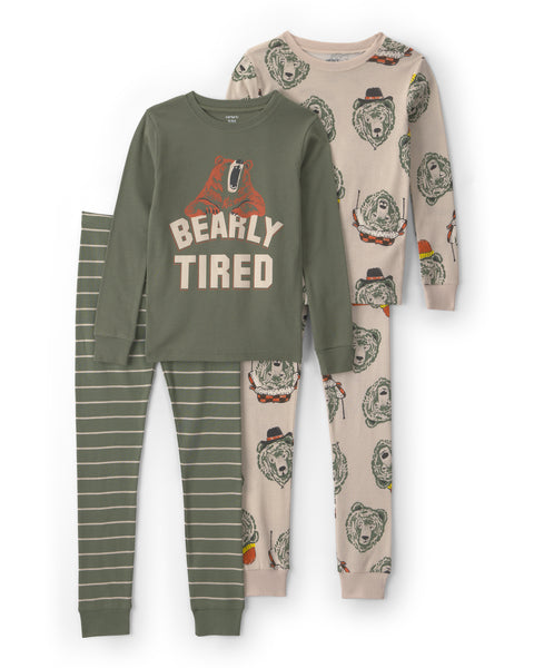 Carters Pijama Cotton Bear Face 4pcs para Niño