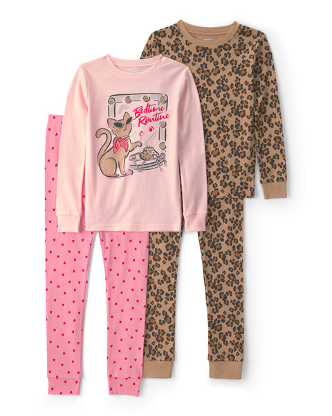 Carters Pijama Cotton Sassy Cat 4pcs para Niña